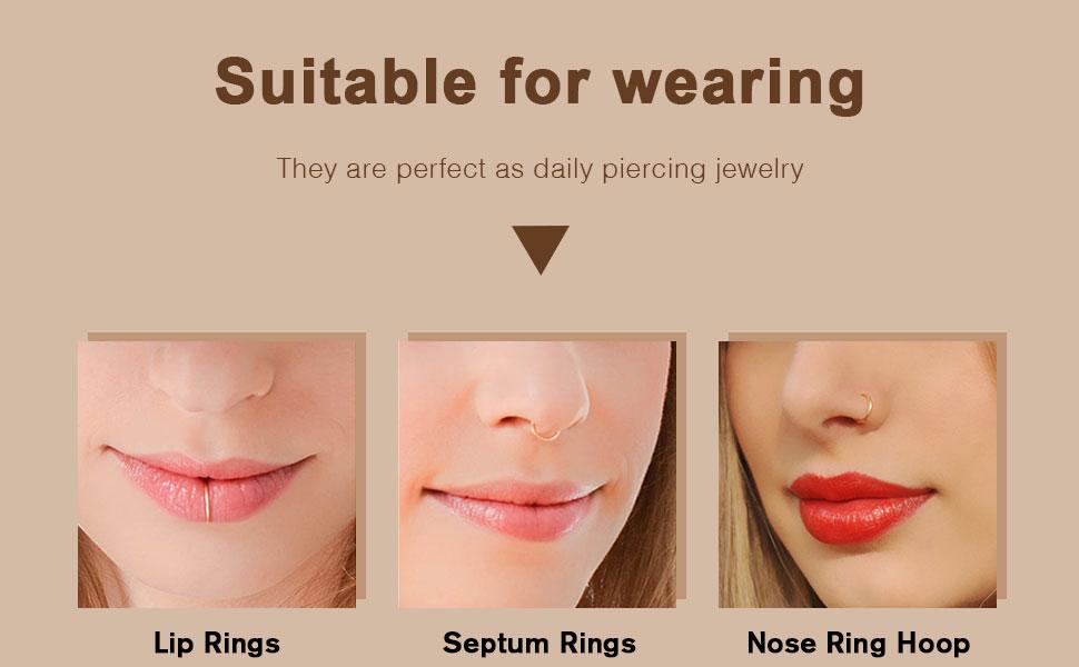 Nose Rings Hoop and Nose Studs Sets for Women Men,Hypoallergenic 316L Surgical Stainless Steel Hinged Clicker Segment Nose Rings Hoop Helix Cartilage Daith