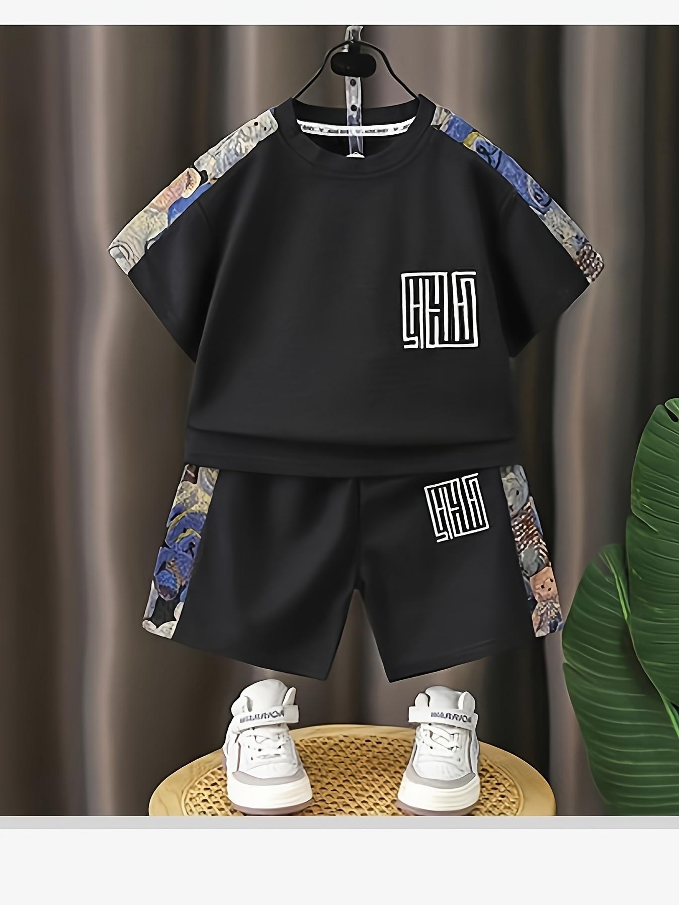 (New)2pcs Set, Popular Chinese Style Boys' Short-Sleeve Outfit, New Casual Embroidered 2pcs Set,  Streetwear Short-Sleeve Children's Clothing, Perfect for Outdoor