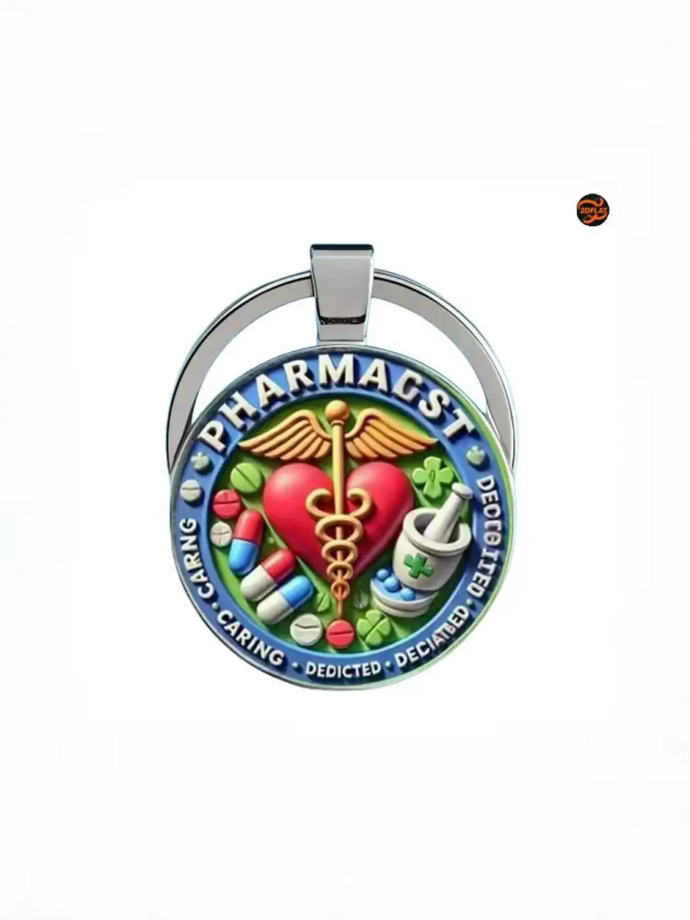 Vintage Pharmacist Keychain, Fashion Medical Symbol with Rx, Stethoscope, Heart Design, Zinc Alloy Accessory, Perfect Gift for Special Occasions