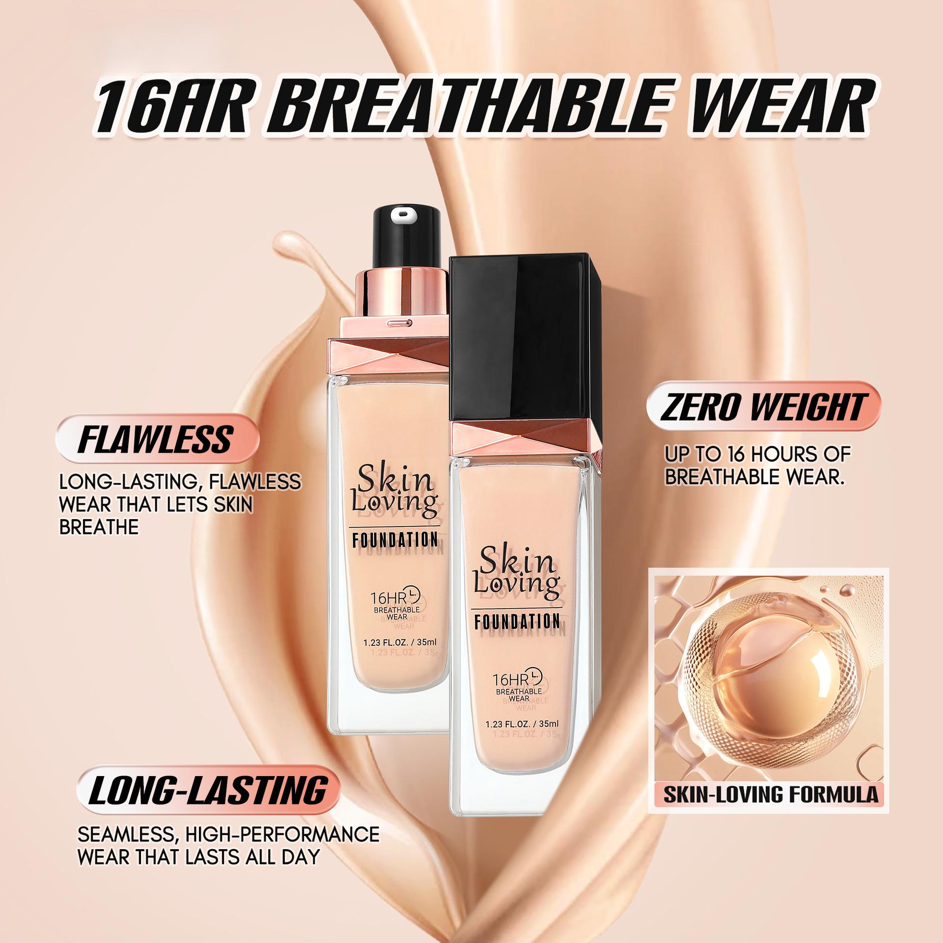 Long-lasting makeup foundation that doesn't come off, provides lasting coverage, ideal for oily skin, clear and natural moisturizing foundation