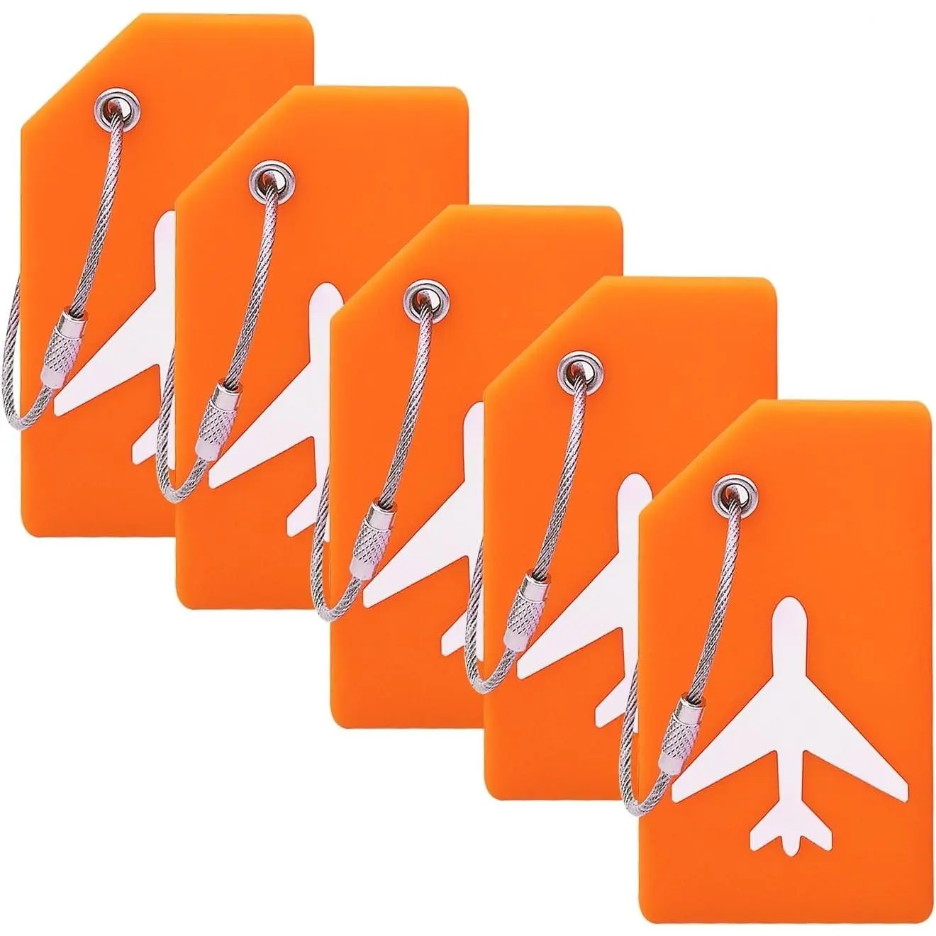 5 Pack Silicone Luggage Tags with ID Card Holder for Quick Luggage Identification, Travel Suitcase Bag TagsGift