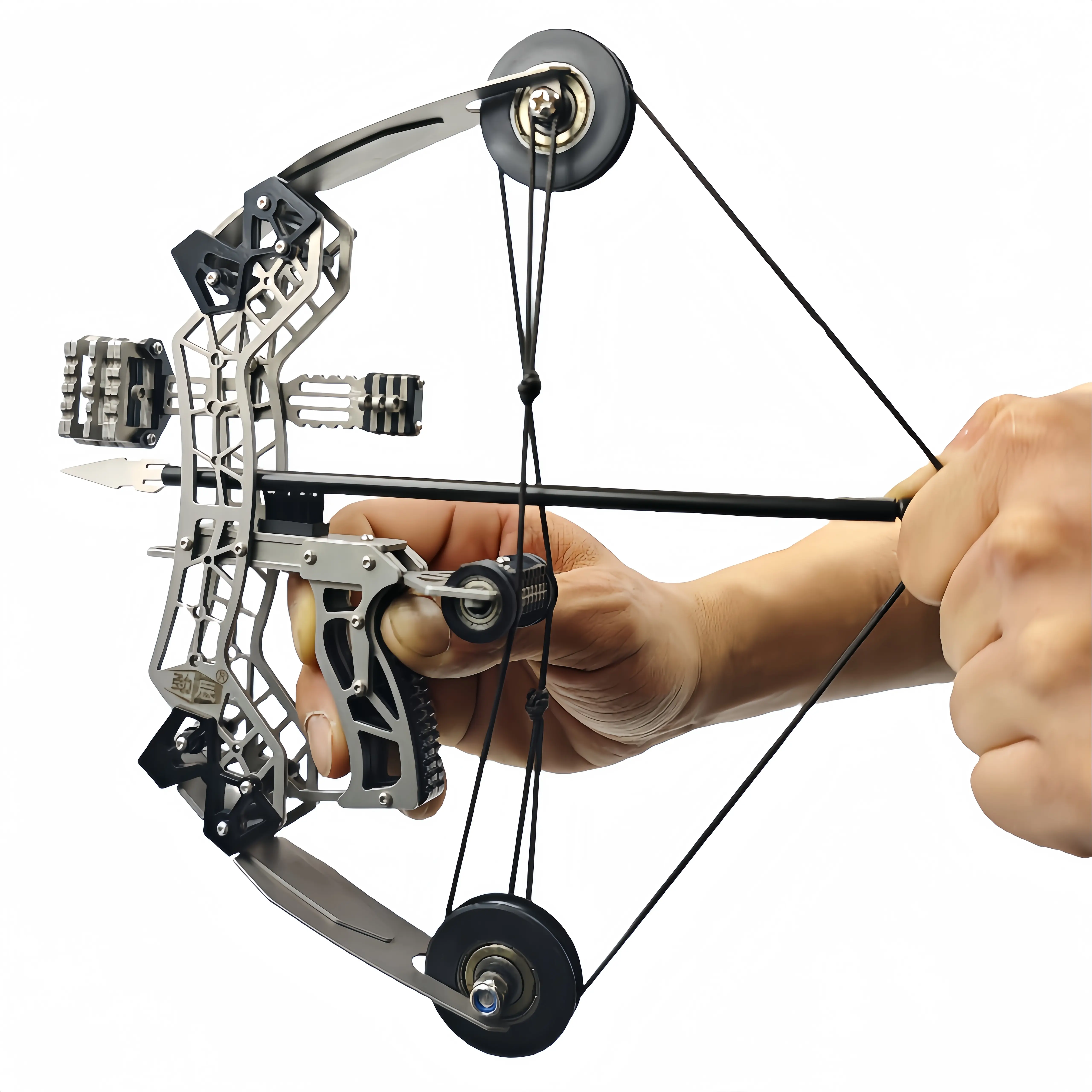 Mini Compound Bow Set – Stainless Steel, Ambidextrous, Includes 8 Arrows, Stress Relief Fun for Adults & Teens, Beginner Archery Practice, Perfect Holiday Gift Idea