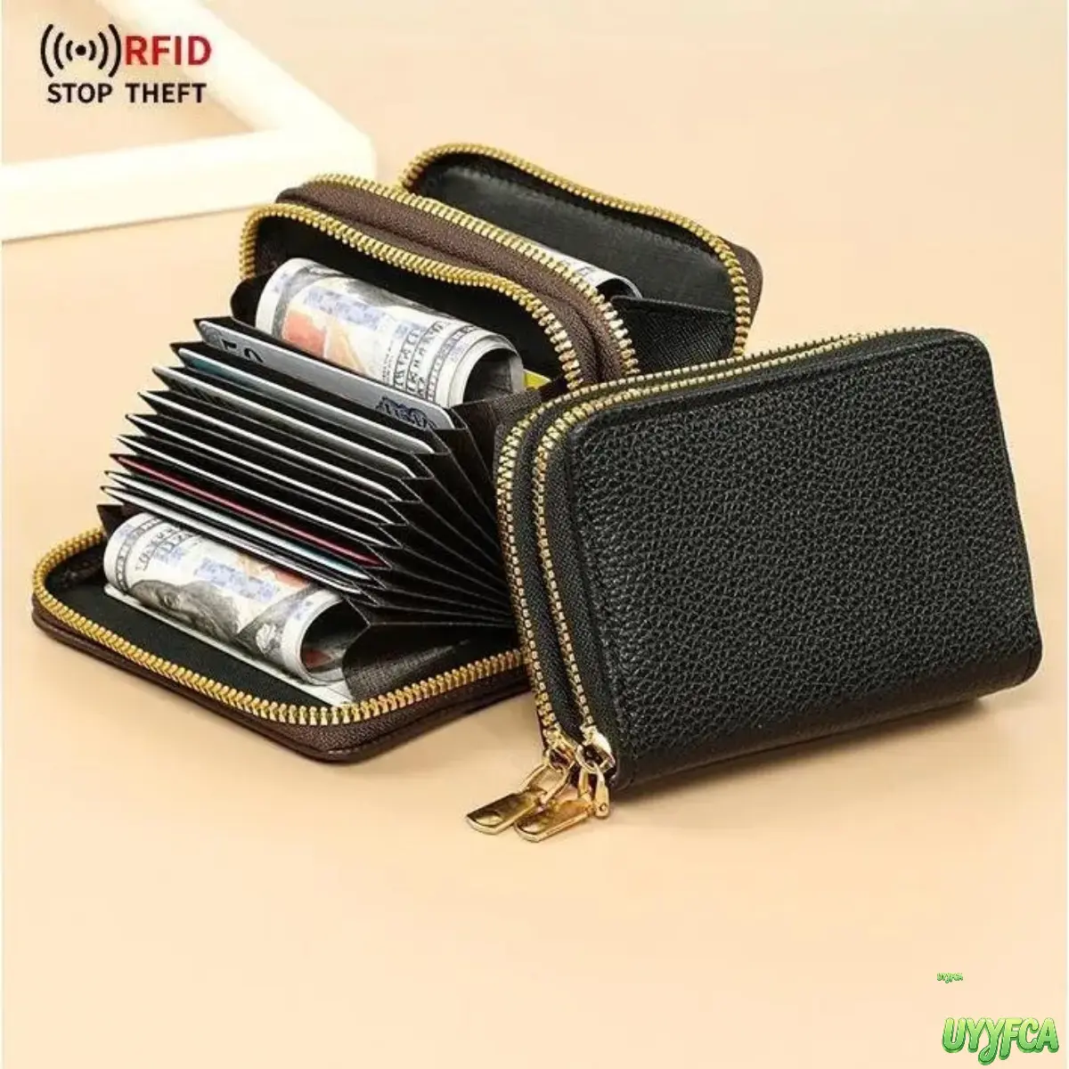 Women’s Compact Zipper Card Wallet, Soft Faux Leather Rfid Blocking Card Organizer With Multi‑Card Slots, Portable Small Purse For Daily Commute, Travel And Outdoor Occasions,back to school,back to school haul
