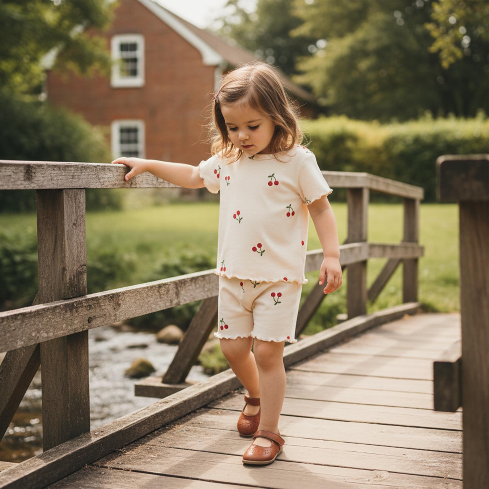 Toddler Baby Girl Summer Outfits Short Sleeve Cherry Print Tops + Shorts 2Pcs Clothes Set Little Girls Summer Clothes Toddler Baby Girl Summer Outfits Short Sleeve Cherry Print Tops + Shorts 2Pcs Clothes Set Little Girls Summer Clothes