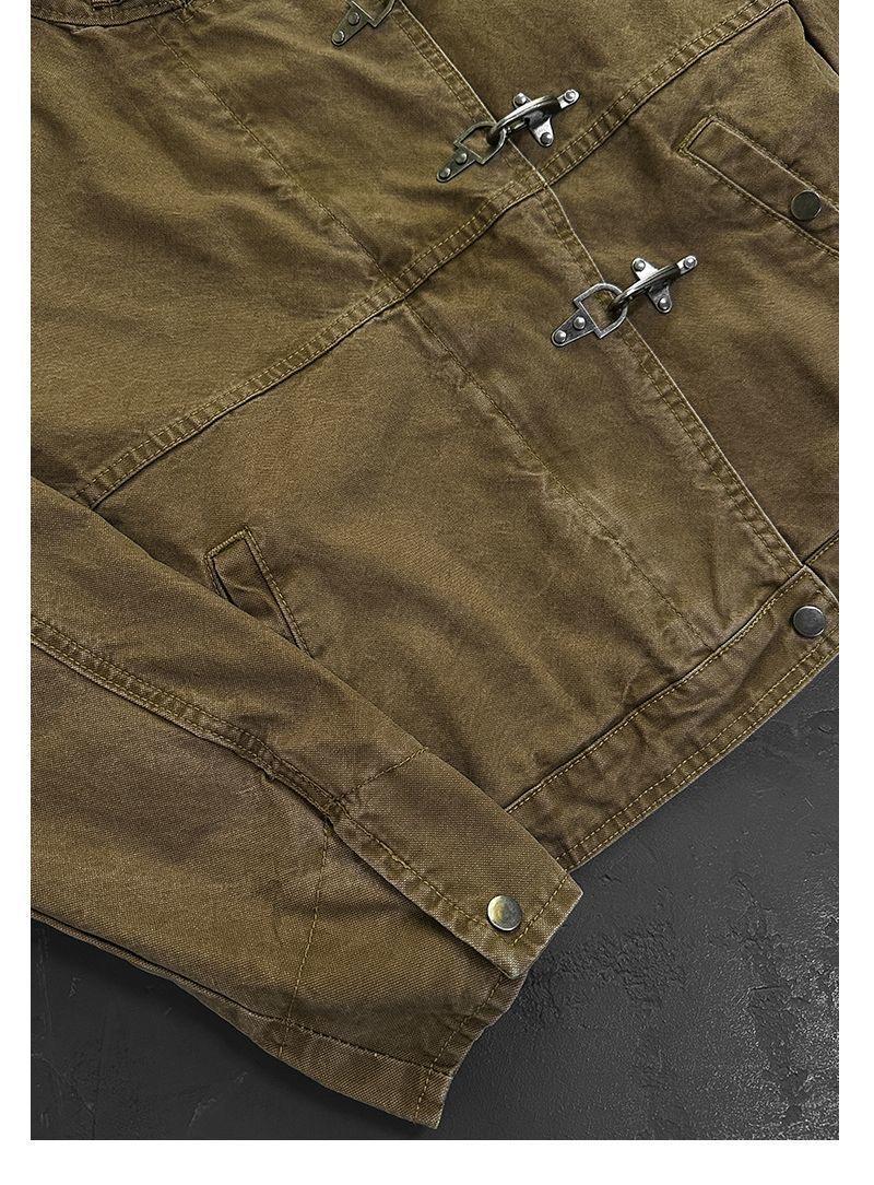 (2026 Fashion Trends) Metal Button Boxy Jacket Black Long Sleeve Stand Collar Slant Placket Unisex Fashion Street Jacket windbreaker