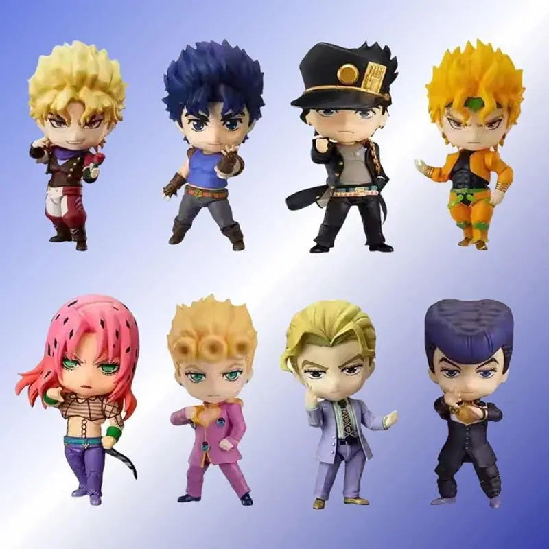 Jojo'S Bizarre Adventure Q Version Figures Jotaro Kujo Josuke Giorno Dio Jonathan Anime Collectible Desktop Decor