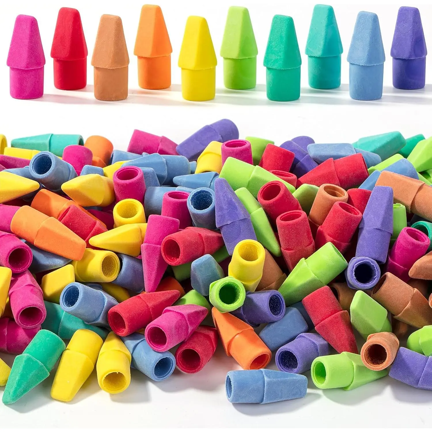 Pencil Erasers Toppers, 500 Pack, Colorful, Latex Free, No Smudge | Erasers for Pencils, Bulk Pencil Eraser Caps, Teachers as School Supplies, Classroom Set for Kids
