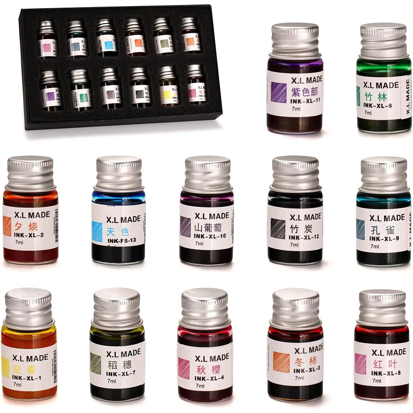 AOMAYLL Drawing Inks,Calligraphy Inks, 12 Colorful Dip Pen Ink Set for Writing, Drawing,  for  Giving.