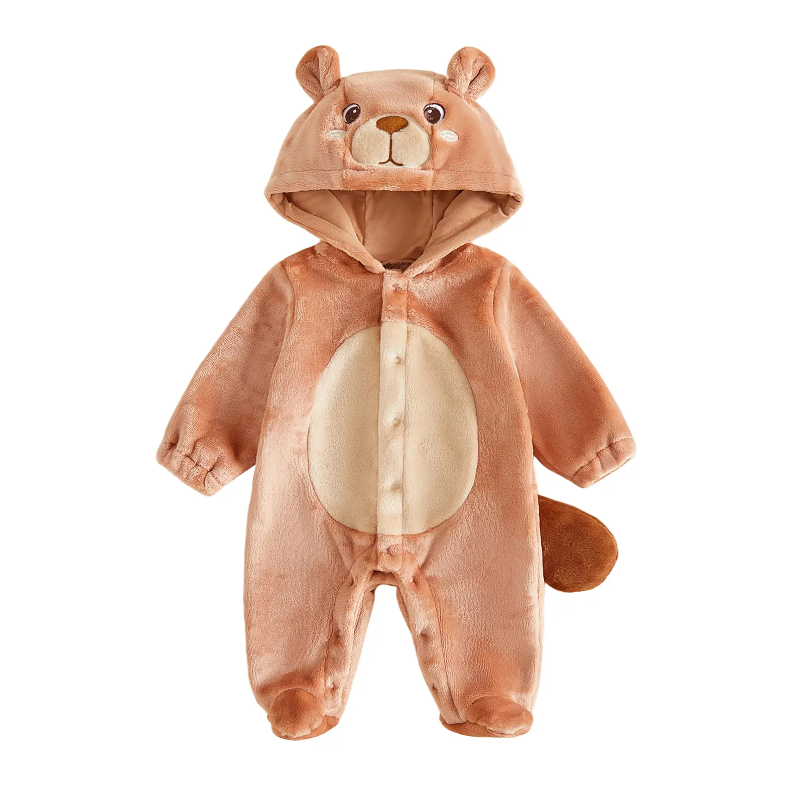 Newborn Baby Winter Snowsuit Cute Plush Hooded Bear Romper Warm Onesie Jumpsuit for Infant Girls Boys