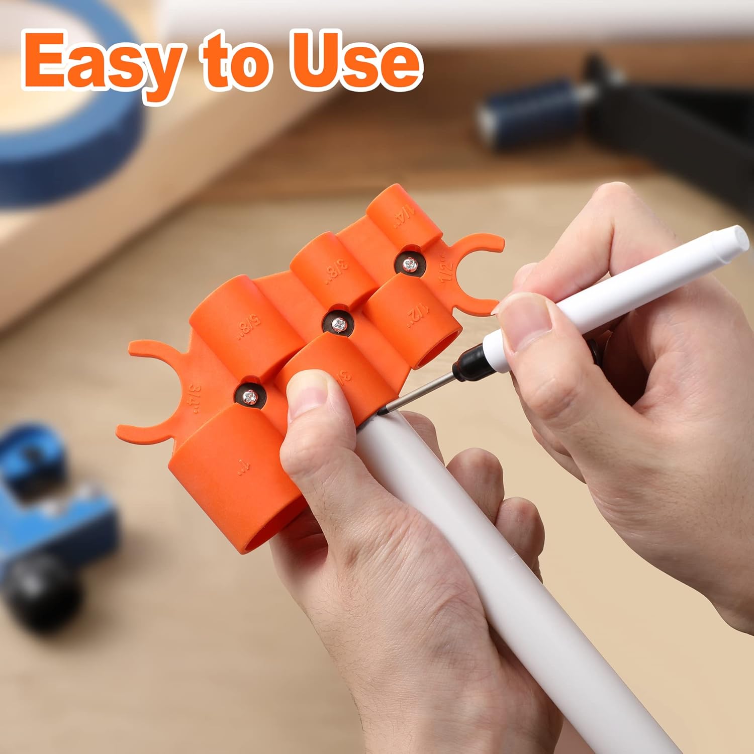 1/4'' - 1'' Depth Gauge and Pipe Deburring Tool Kit, 1/8'' to 1-5/8'' Inner Outer Reamer Pipe Tubing Chamfer Tool for PVC PPR Brass CPVC PE-RT