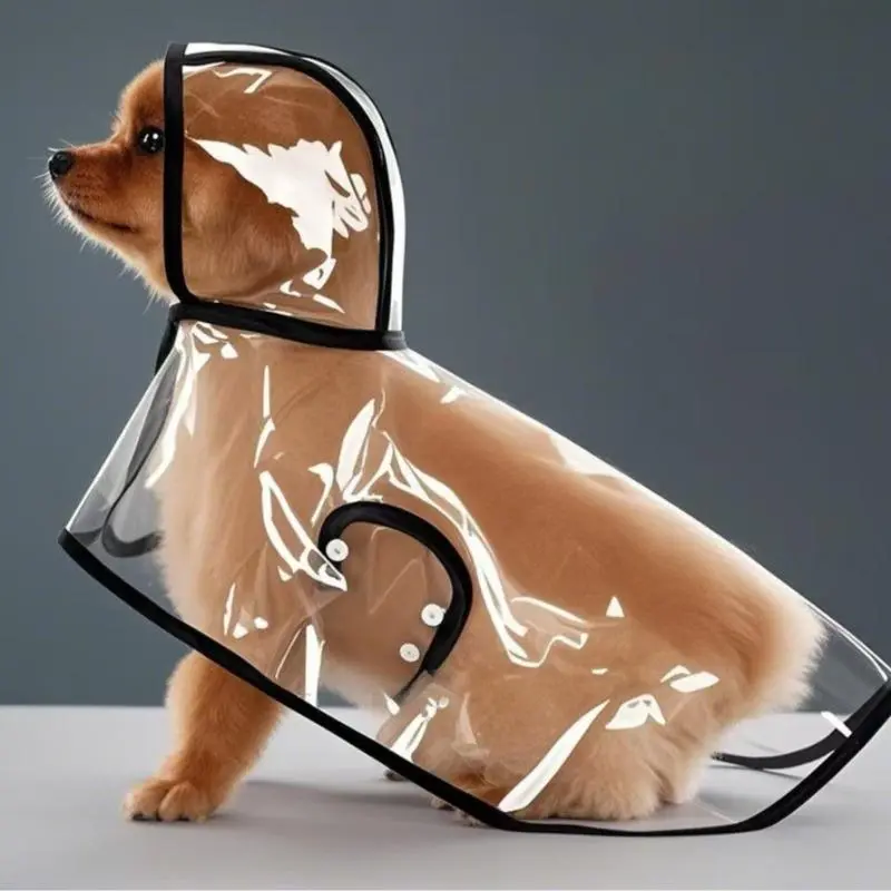Transparent Dog Raincoat for Large Breeds - Waterproof Full Coverage Rainwear with Hood, Adjustable for Outdoor Protection, Walks, Multi-Size