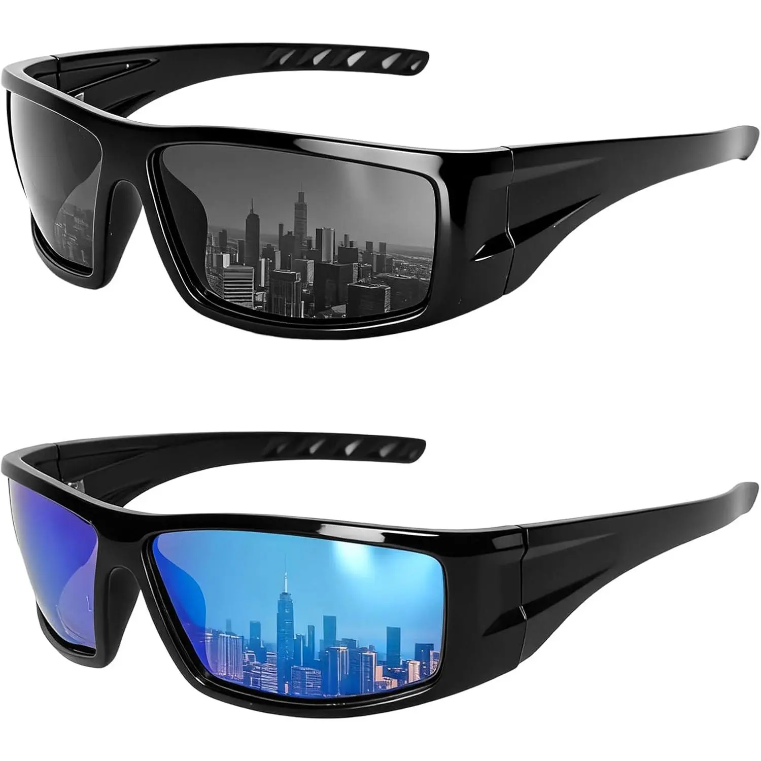Outdoor sports Polarized Sports Sunglasses for Men Women Wrap Around Sunglasses Unbreakable Frame Cycling Fishing Rectangular Safety Glasses UV400 Protection for Sport Working