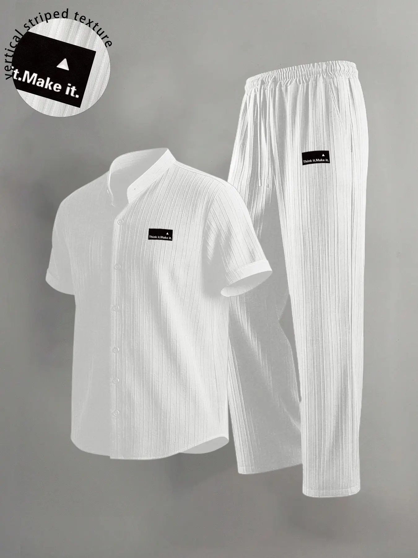 Two-Piece Set Men's Linen Set, Casual Short Sleeve Button Up Shirt & Pants Set for Summer, Men's Clothes for Beach Vacation