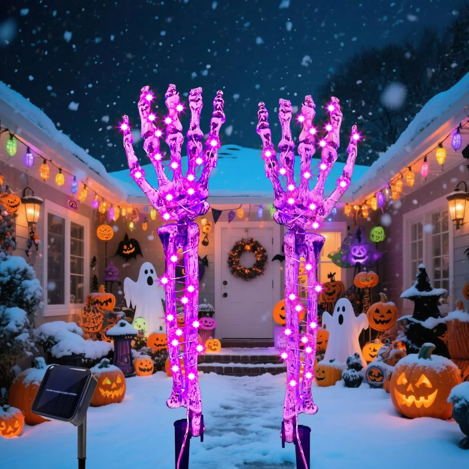 Halloween Solar Skull Arm Ground Light, LED Decorative Lamp, Outdoor Festival Atmosphere Light, Perfect for Yard, Lawn, Garden
