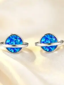 Minimalist Style Blue Gold Opal Star Planet Stud Earrings, Perfect for Evening Parties, Concerts, Weddings, Enhances Personal Style