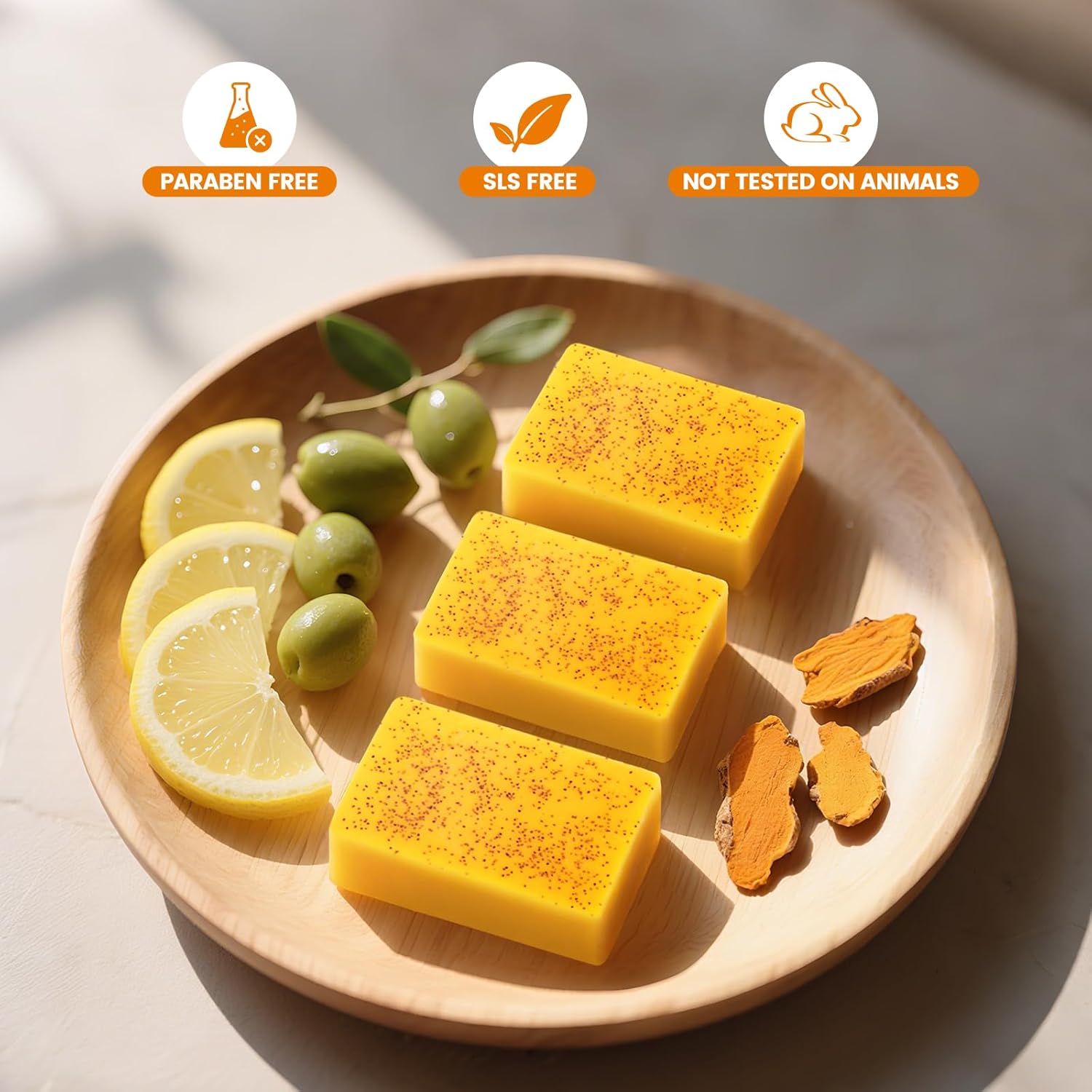 Honey Lemon Turmeric Soap 100G Set with Free Hand Cream for Face & Body Cleansing Daily Moisturizing Natural Blend Skin Repair Hydrating