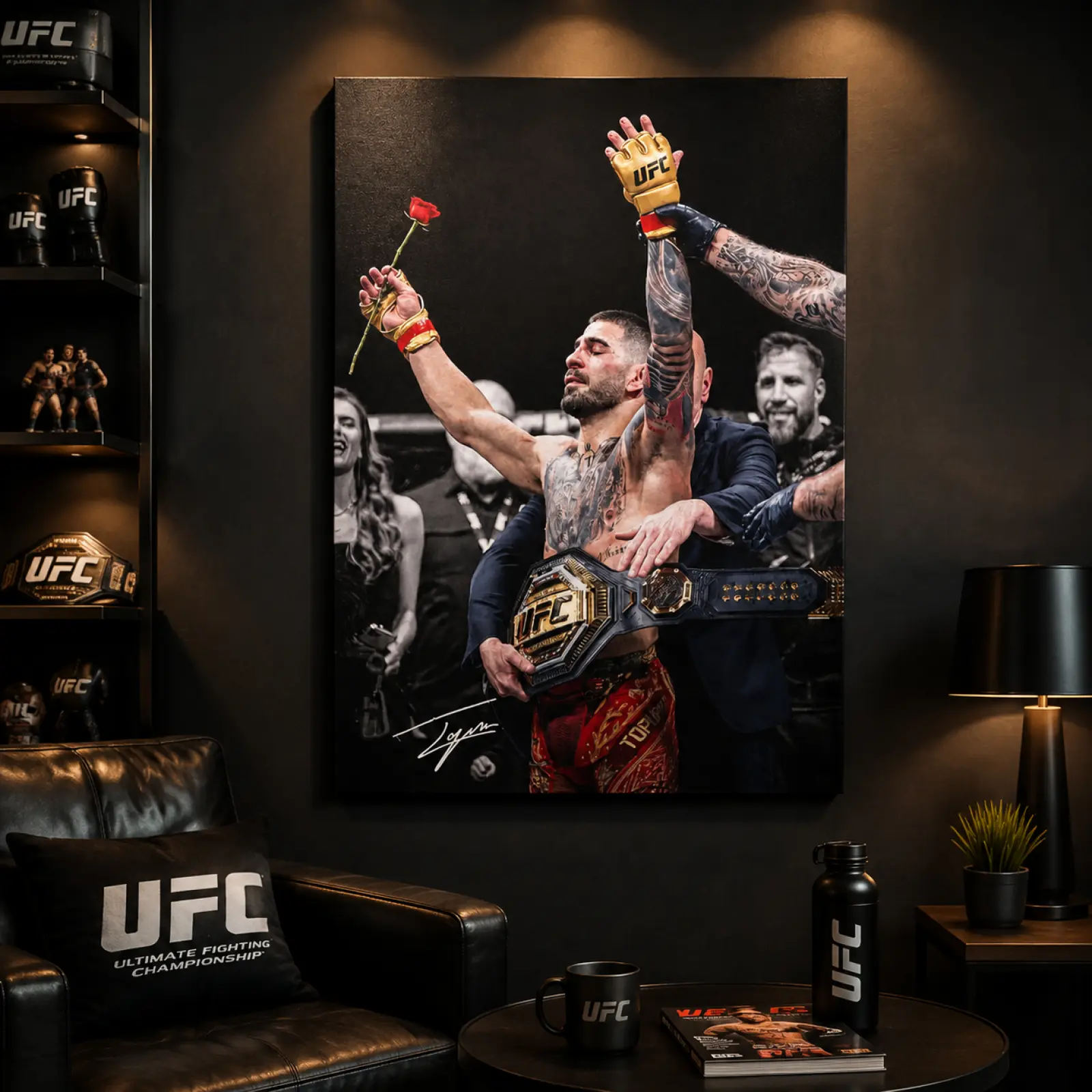 UFC Champion Topuria Fight Canvas Wall Art Poster - Premium Sports Decor for Man Cave, Home Gym - Perfect Gift for UFC Fans
