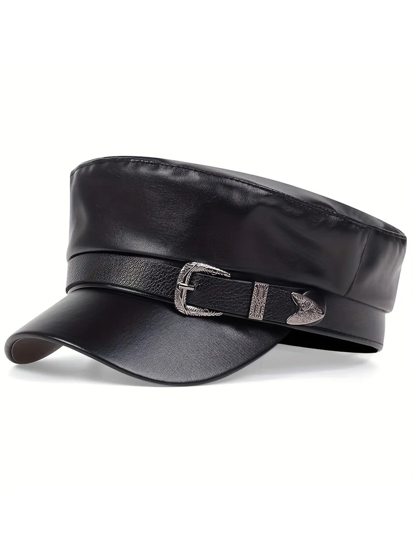 Unisex Adjustable Beret Hat, Metal Buckle Design, Casual Woven Fabric, Fitted Style for All Seasons, Perfect for Travel & Vacation