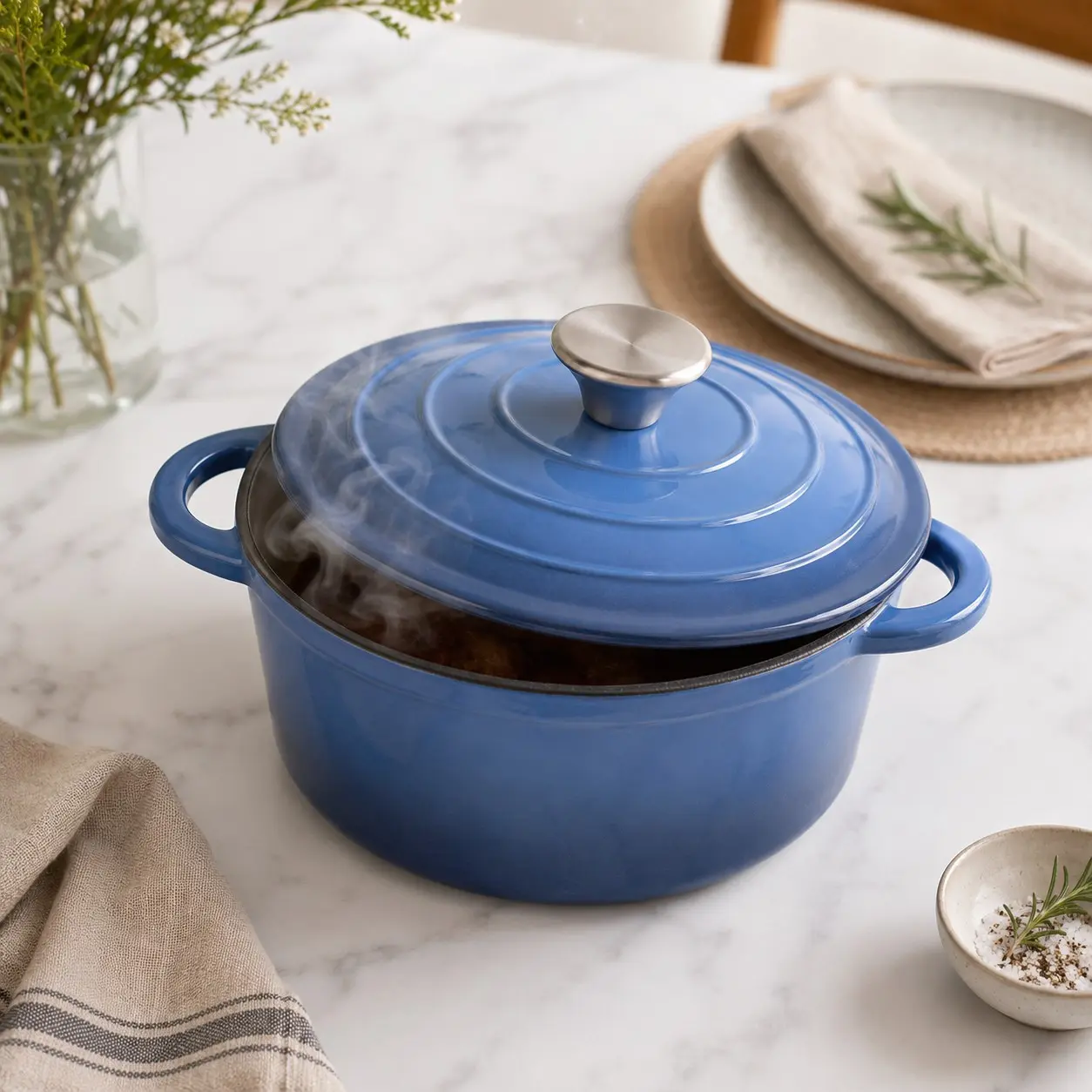 Enamel Cast Iron Pot with Lid, Dutch Oven, Non-Stick Coating, Heat Resistant to 500°f, Dual Handles, Ideal for Cooking, Storage, Daily Use