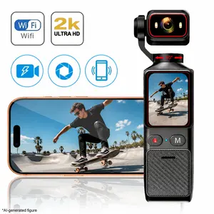 Action Camera 2K Pocket Vlogging Camera, 180° Rotating Lens, IR Night Vision, WiFi Connected,Audio & Video Recording,Portable Handheld DV Camcorder for Travel, Sports & Daily Life Recording,Best Gift