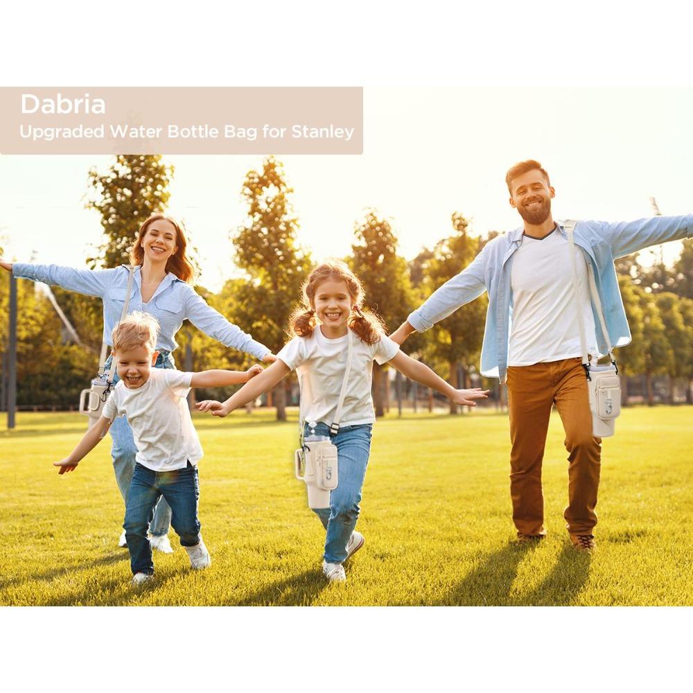 Water Bottle Carrier Bag with Phone Pocket for Stanley 40/30 oz Tumbler, Neoprene Water Bottle Holder Pouch with Adjustable Strap, Straw Cover & Carabiner, Ideal New Year & Valentine's Day Gift