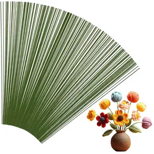 300 count Floral Wire Stems,  26 Gauge 14 Inch Artificial Flower Stems, Green Flower Wire, Craft Flower Sticks for DIY Flower Making, Wrapping and Floral Arrangements