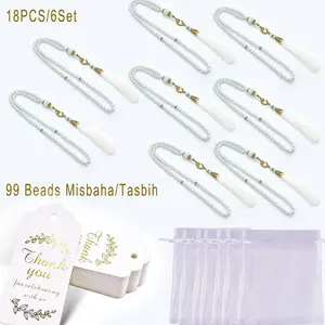 18pcs/6sets, 99 Bead Glass Imitation Pearl Misbaha Tasbih Handmade Rosary Beads Party Gift For Worship Meditation, Eid Al-Fitr, Ramadan, Mawlid, Islamic New Year, Weddings, Birthdays, Hajj,  Business Gifts, Corporate Community Gifts, Religious Events