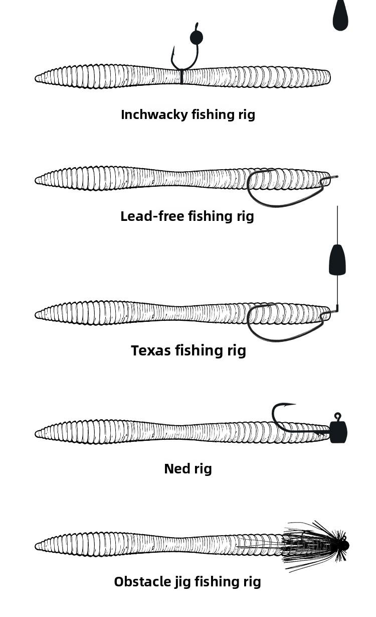 Rockin' Noodle Worm HighDensityLeadFreeSoftBait TexasRiggedLure For BassFishing RockWorm ArtificialBait With WeightedInsert Perfect For BassTrolling And TexasRig