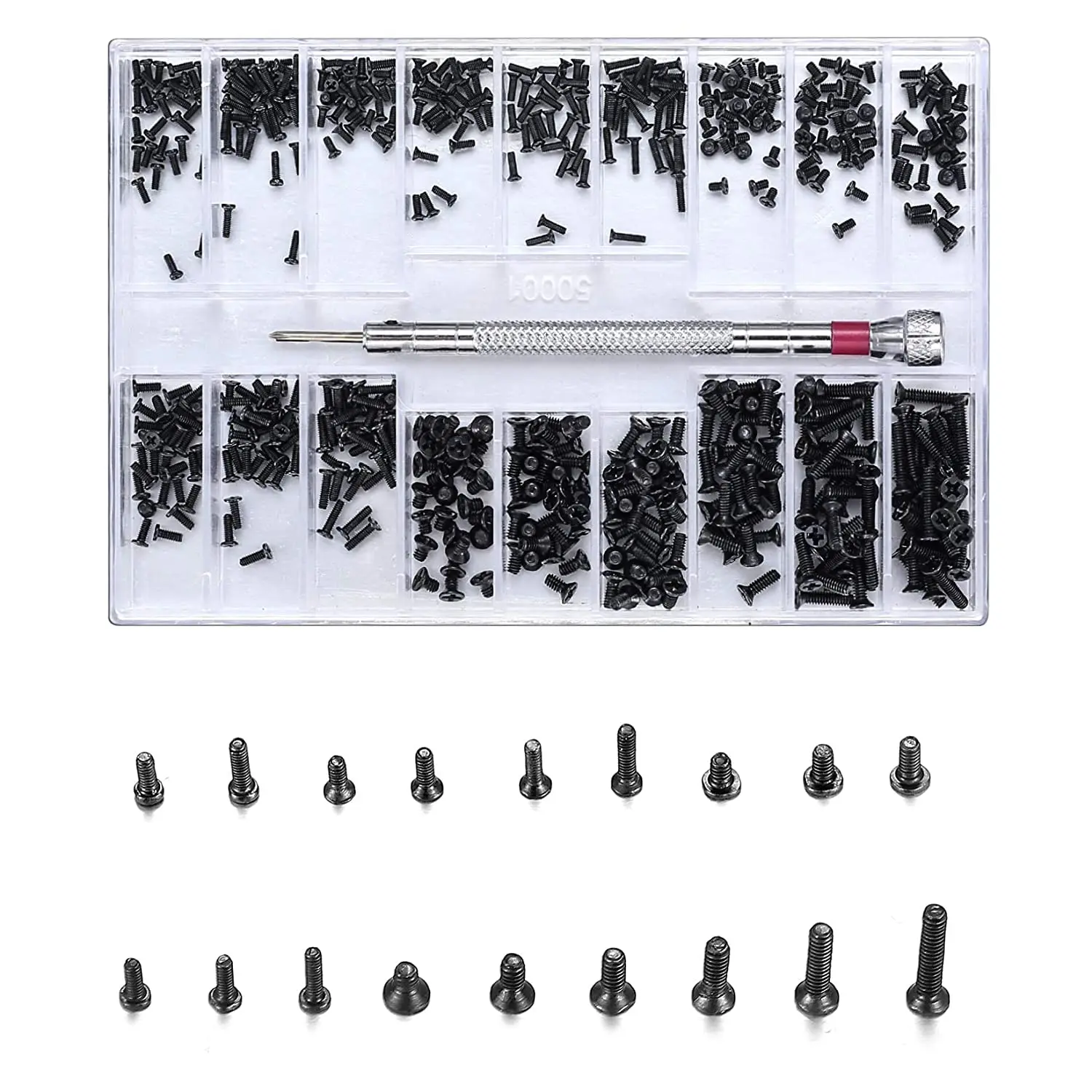 500 count Small  Screws, M1.2/M1.4/M2.0 Black   Laptop    Kit, Glasses Watches Hard Drive SSD Repair Screws, with