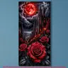 5D DIY Full Diamond Round Diamond Painting Kit - Diamond Art Painting Set Rose, Castle, Red Moon Mosaic, Canvas - DIY Decorative Painting, Home Wall Decor, Perfect for Valentine's Day, Birthday and Anniversary Handmade Gifts Crafts