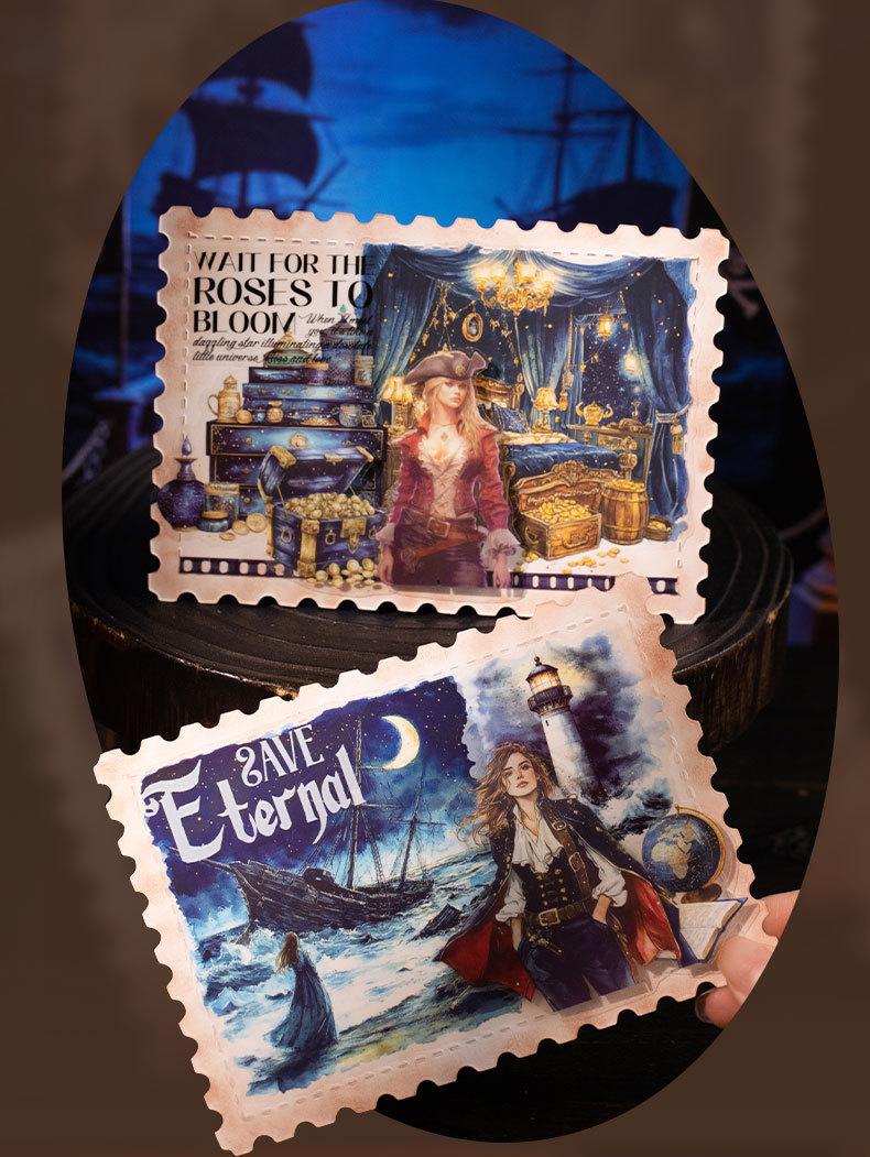 4 designs, 1 pack 20 vintage stickers with detective, ball, cowboy, nautical themes, minimalist style, PET waterproof material, self adhesive DIY planner decoration scrapbook sticker pack