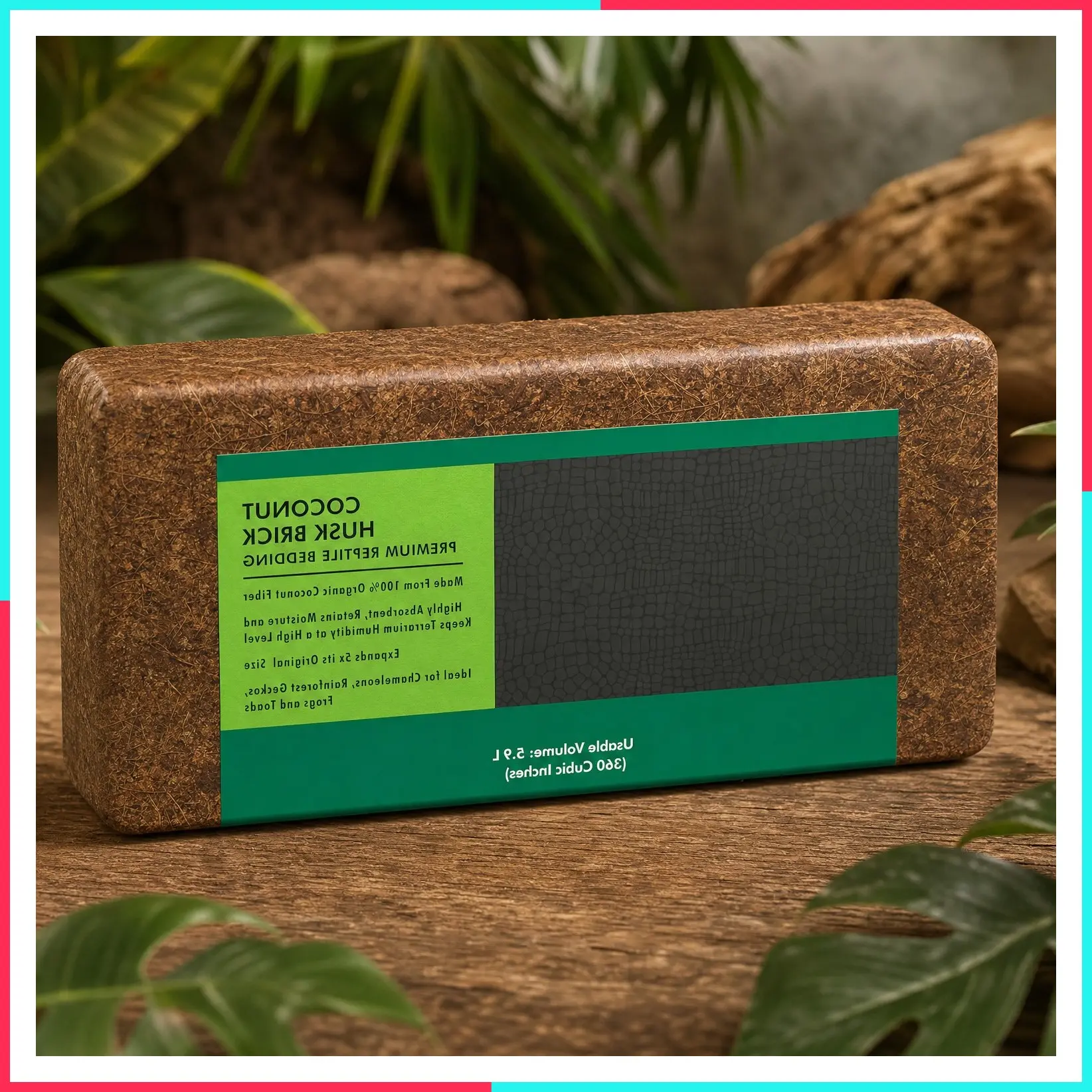 Organic Coconut Husk Reptile Bedding, Natural Coconut Fiber Substrate, One Size, Brown