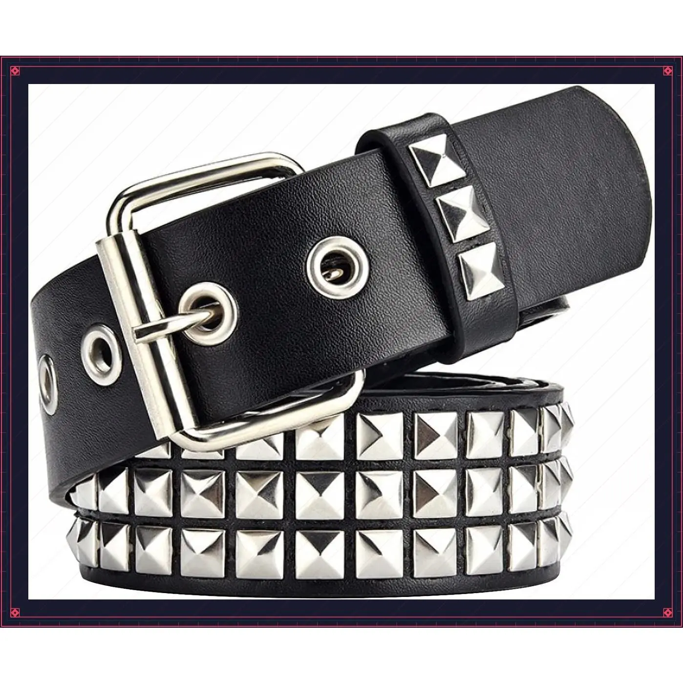 Studded Belt, Metal Punk Rock Rivet Belt with Bright Pyramid Studded for Women MenGift