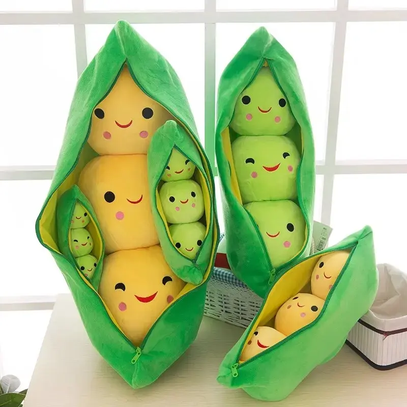 1pc Pea pod plush toy cute bean pea shape sleeping pillow creative holiday gift can be cleaned disassembled filled plant doll