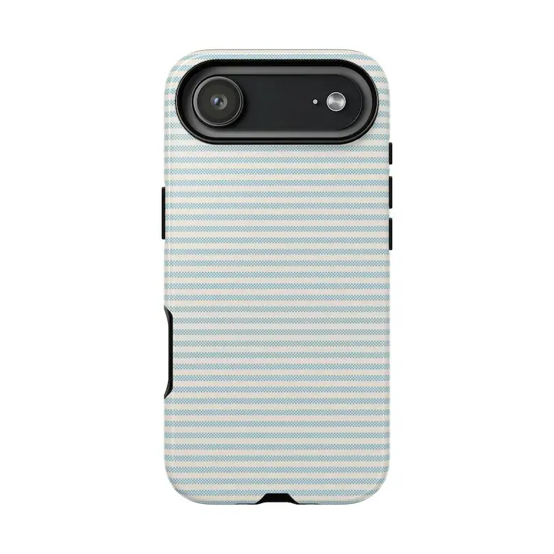 Horizontal Mint Stripe Phone Case for iPhone17 ProMax /16/15/14/13/12/11 Plus for Samsung phones, suitable for both men and women,