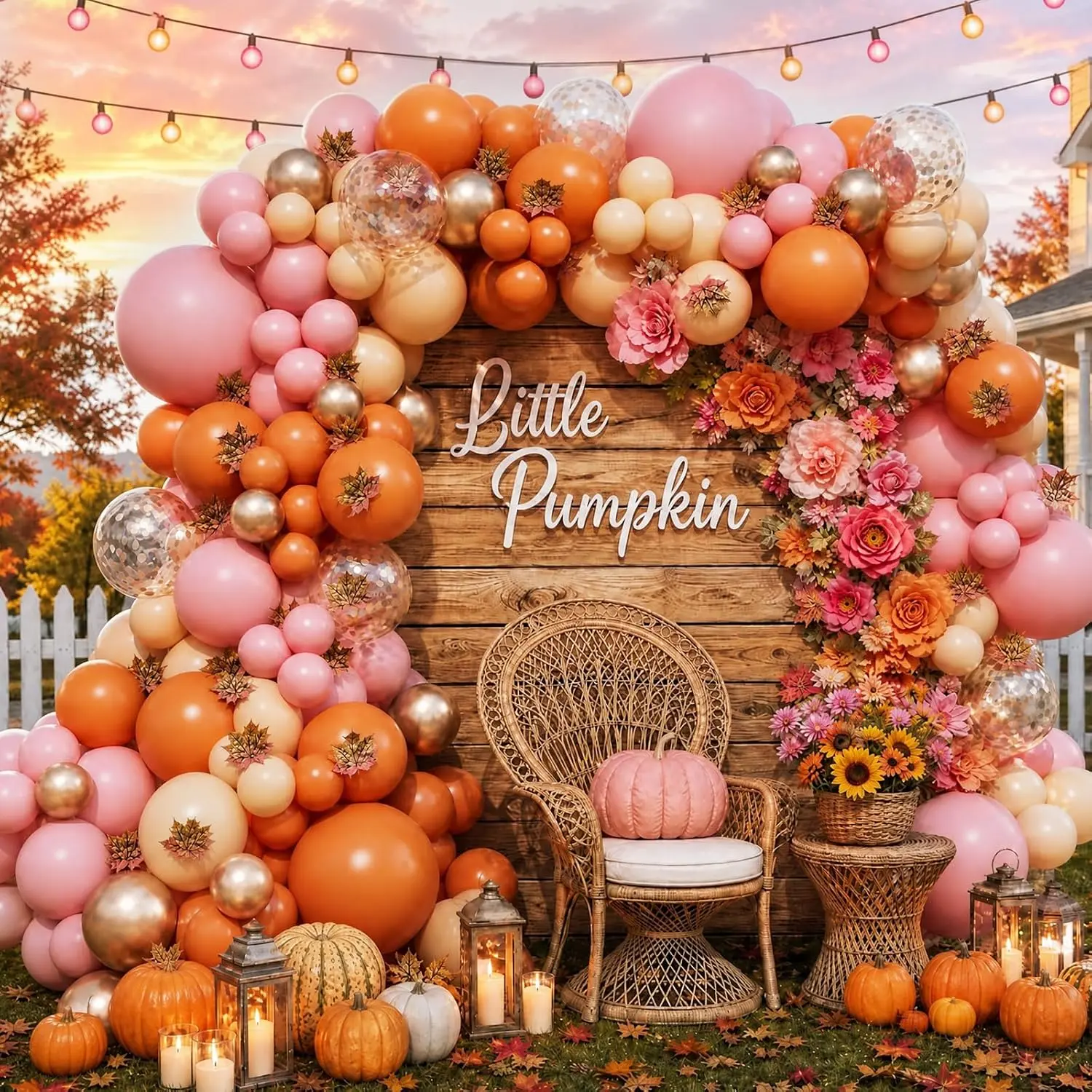 201 count Fall Balloon Arch Kit - Boho  Shower Decorations with Burnt Orange  Balloons Maple Leaves Pumpkin Themed Fall Balloon Garland for Thanksgiving Autumn Harvest Birthday Party Decorations