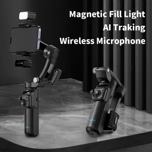 Handheld Three-Axis Folding Gimbal Stabilizer, Smart Ai Face Tracking, Detachable Remote, Light, Mic, 6hr Battery, Travel, Video, Photo, Live Streaming