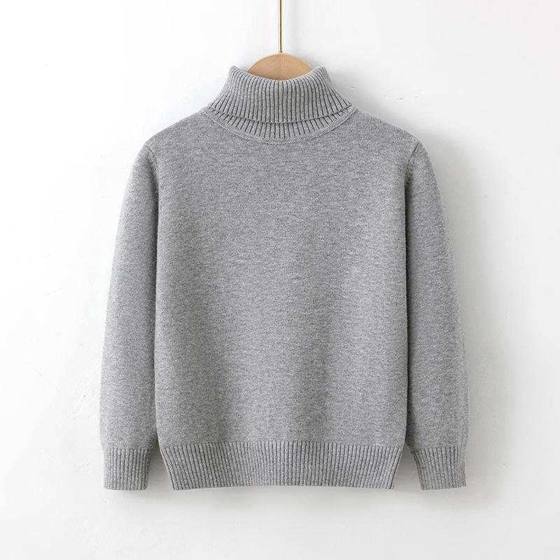 NewAutumn Winter Turtleneck Sweater Cotton Inner Layer Pullover Boys and Girls Solid Color Base Knitwear