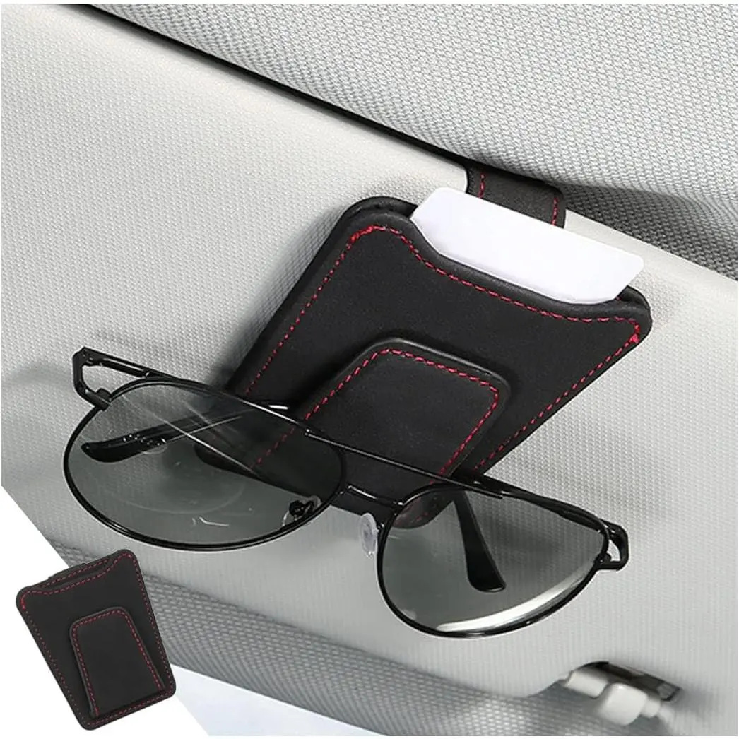 Sunglasses Holder for ,  Glasses Clip, Black | 3.66x3.0 Inch,  fit, sun visors, faux  surface, 180° rotation, avoid mag cards,  interior accessories