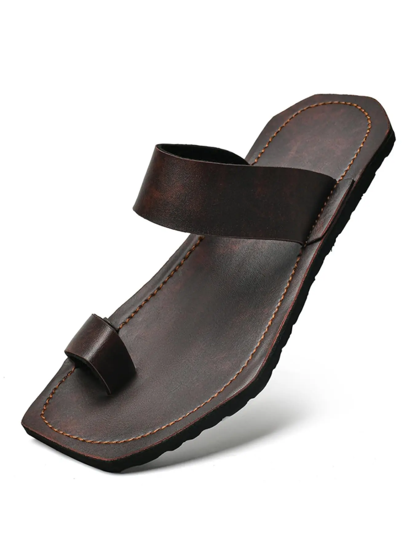 Men's Large Size High-End Sandals, Flat Anti-Slip Durable, Toe Separation Design, Summer Outdoor Beach Shoes, Comfortable Slip-On Casual Shoes