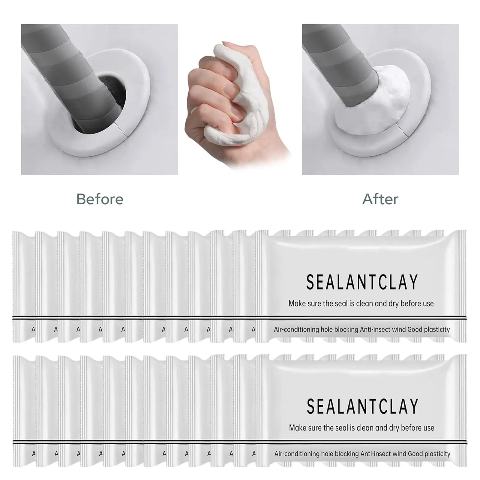 10PCS Wall Hole Repair Kit –Sealant Mastic Putty for Quick Fix, Air Conditioning & Drain Holes, Durable, Easy-to-Apply Mending Mud for Home Repair, Wall Crack Filling & Leak Sealing