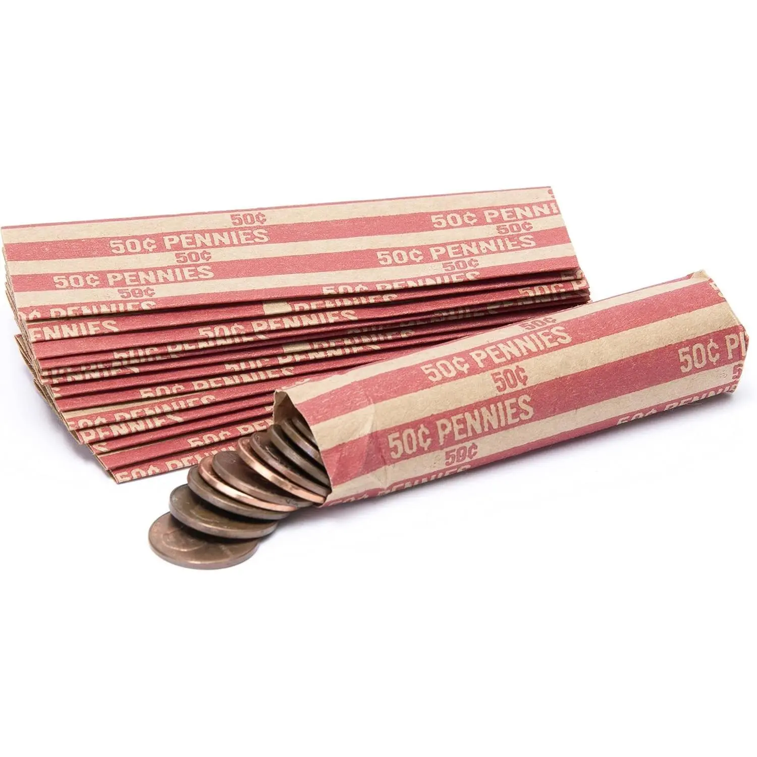 100 Flat Striped Penny Coin Wrappers