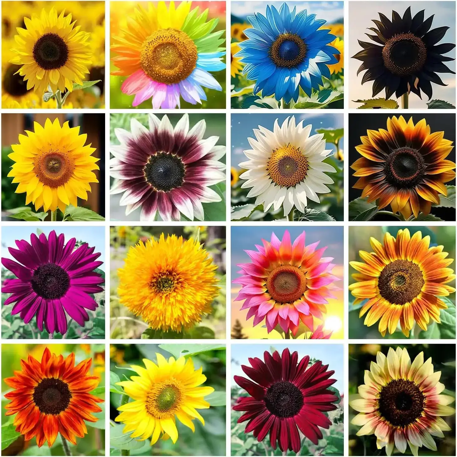 Heirloom Non-GMO Annual Mixed Sunflower Seed Packet Set - 50 Count, 15 Varieties, Easy to Plant & Grow, Attracts Butterflies & Bees, Flower Garden Supplies for Outdoor Flower Growing, Grow Flowers