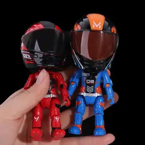 Deformation Helmet Simulated Motorcycle Rider Doll Action Figure Movable Limbs Transform Motorcycle Toy Cool Alloy
