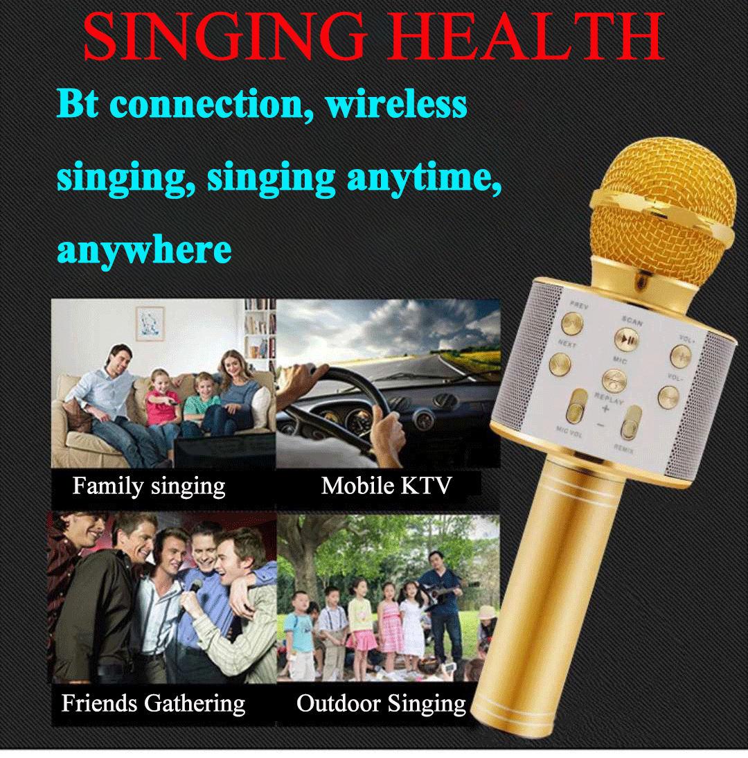 Karaoke Microphone for Kids & Adults  Bluetooth Singing Mic Echo Effect, Built-in Speaker Portable for Party Travel Gifts Wireless Karaoke Speaker golden external good quality premium set