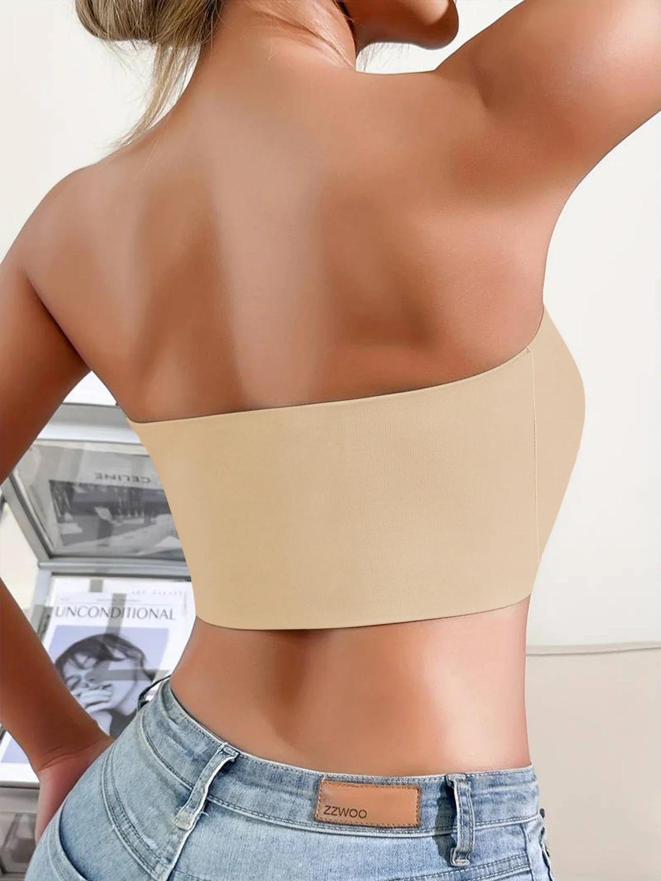 Women's Strapless Seamless Front Button Bra For Daily Wear And Layering, Wireless No Padding Underwear With Smooth Fit, Easy On Off Support