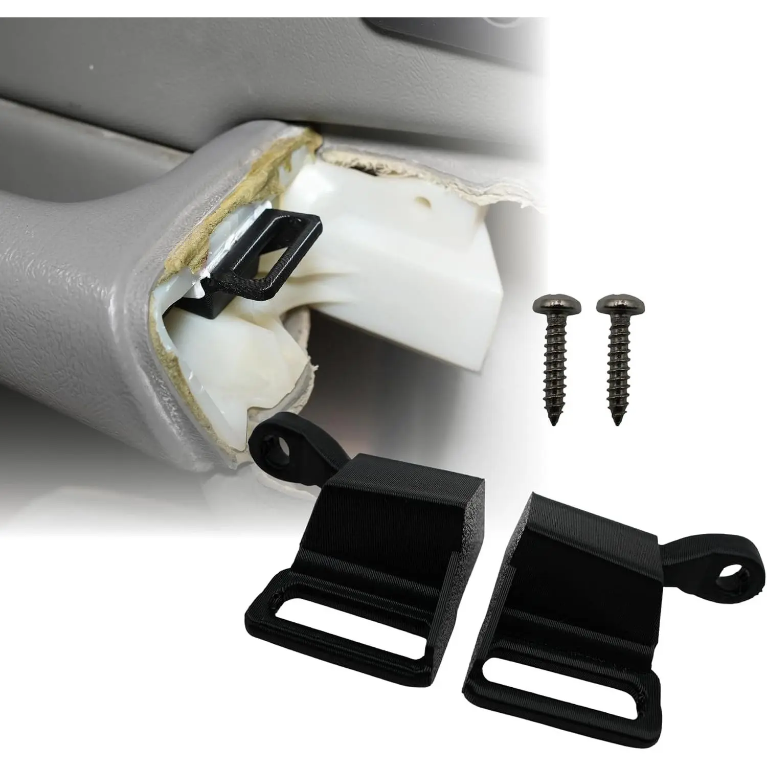 2Pcs Car Door Arm Rest Switch Panel Clip Repair Kit, Compatible with 2003-2007 Chevrolet Silverado Tahoe Suburban Avalanche & GMC Sierra Yukon, Driver & Passenger Side Door Armrest Bracket Fix (Black)
