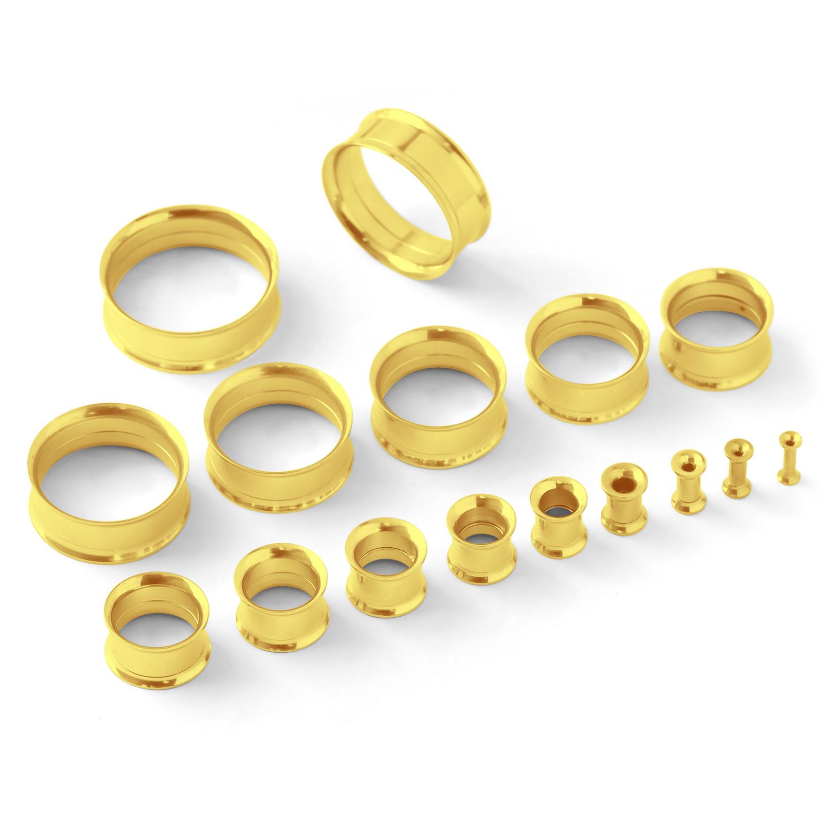 316L Stainless Steel Double Flared Ear Gauges Set, 2G-00G Ear Tunnels Plugs, Hypoallergenic Ear Stretching Jewelry for Women Men