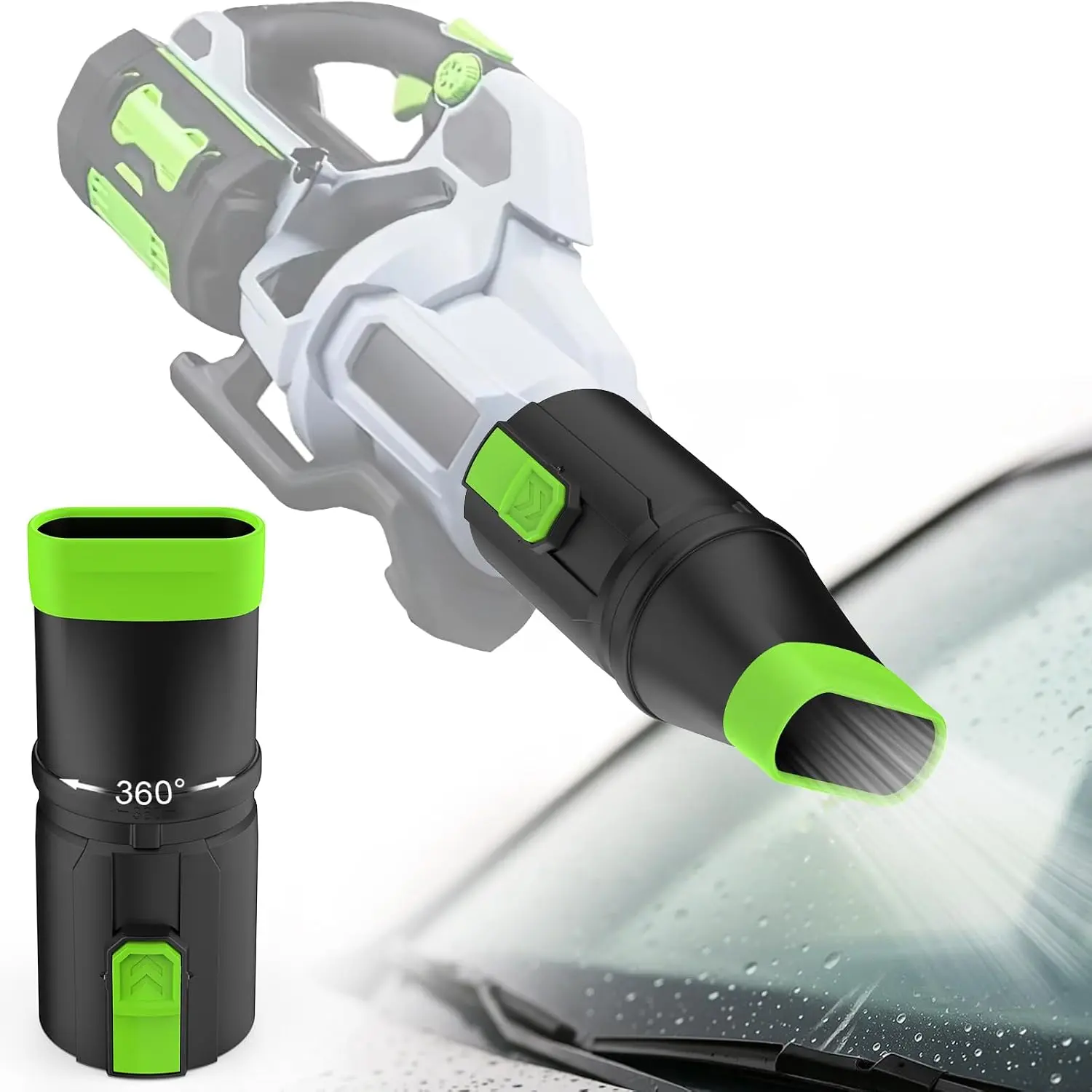 Short Blower Attachment Compatible with EGO Leaf Blower, Green | Fits LB5300/LB5750/LB5800/LB6500/LB6510/LB6700/LB7650/LB8800, 360° Rotating Tip, Gentle  Drying, Snow & Leaf Clearing