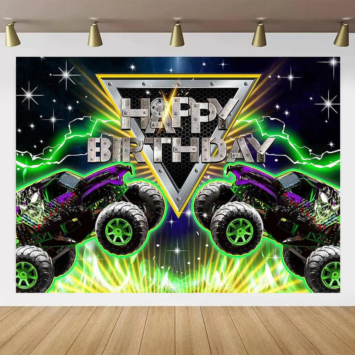Blaze and the Monster Machines Birthday Backdrop Party Background Cloth, Racing Cartoon Tapestry Wall Hanging Photography Background Premium Polyester Fabric, Boys Party Decor, Birthday Celebration Setup, Photo Studio Prop, Event Decoration Background
